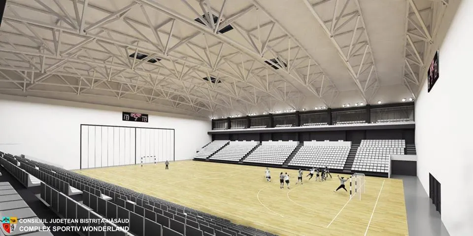 96 milioane lei - valoarea investiției privind amenajarea Complexului Sportiv cu sală polivalentă modernă din cartierul Unirea, municipiul Bistrița