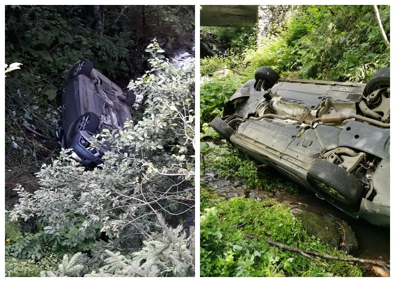 Trei bistrițeni, implicați într-un accident pe Transfăgărășan. Mașina în care se aflau a căzut într-o râpă (FOTO/VIDEO)