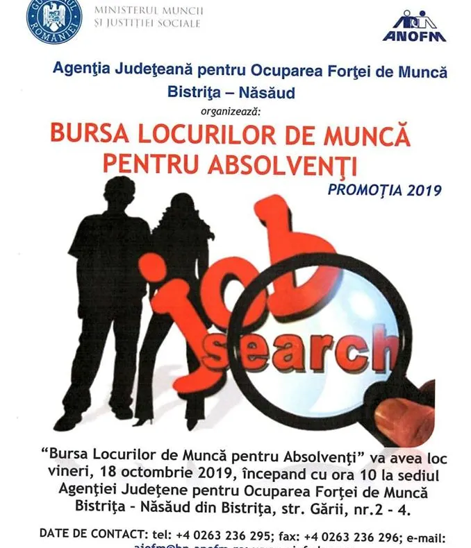 Peste 200 de locuri de muncă, disponibile la Bursa Locurilor de Muncă pentru Absolvenți