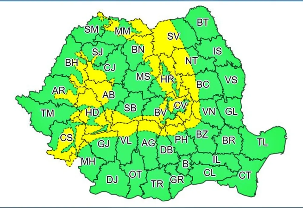 Bistrița-Năsăud, sub COD GALBEN de vânt puternic, nisnsori și viscol