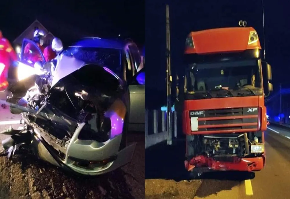 Bărbat din Bistrița, la spital, după ce s-a izbit cu autoturismul său de TIR-ul unui orădean