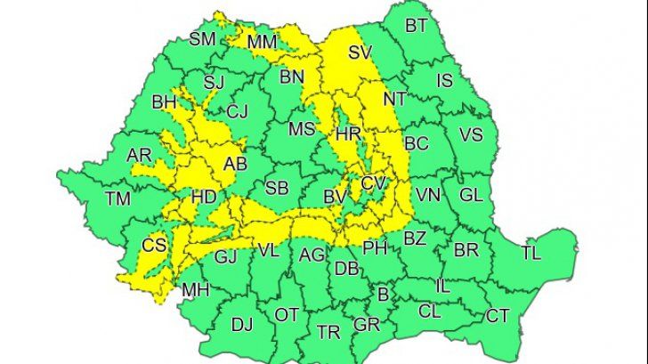 Zona montană a județului Bistrița-Năsăud, sub cod galben de vânt puternic şi ninsori viscolite