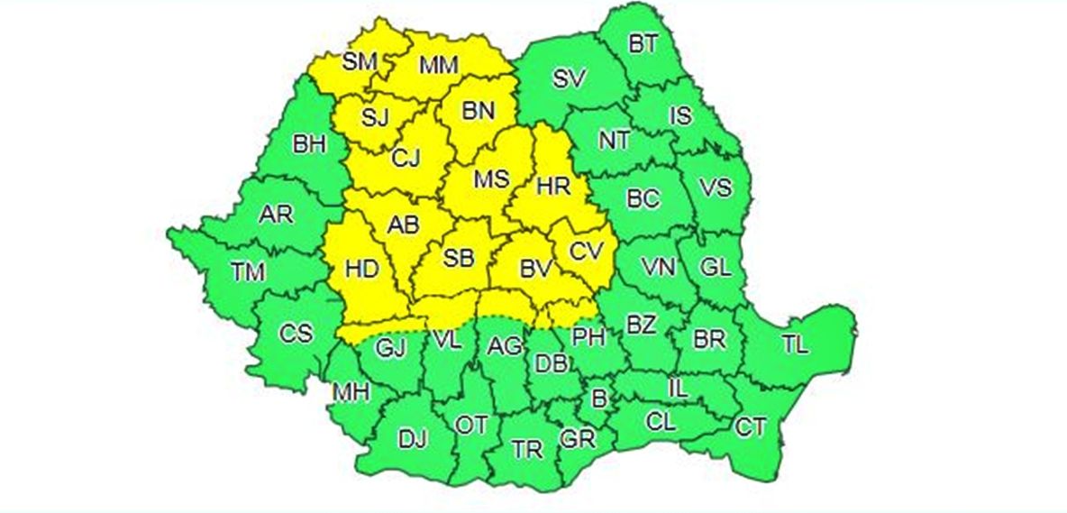 Bistrița-Năsăud, sub cod galben de instabilitate atmosferică