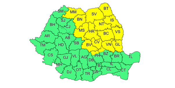 Bistrița-Năsăud, sub cod galben de instabilitate atmosferică! Vezi intervalul