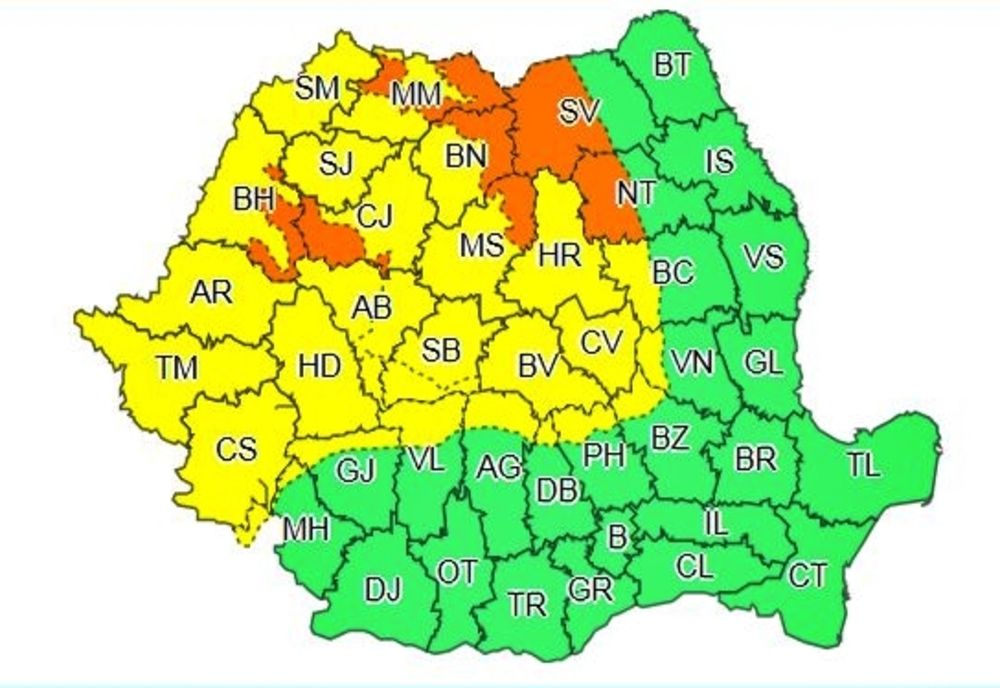 Codurile de vreme rea se prelungesc! În Bistrița-Năsăud, COD PORTOCALIU de vânt, viscol și vizibilitate redusă