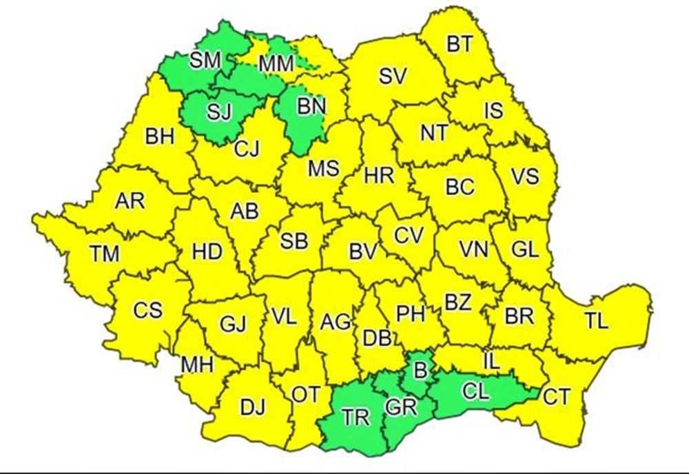 ANM: COD GALBEN de vânt, ninsori și temperaturi negative, inclusiv în Bistrița-Năsăud