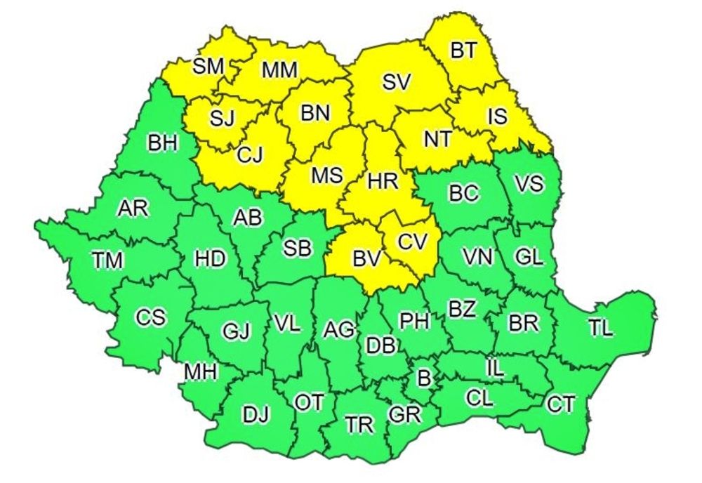Bistrița-Năsăud, sub COD GALBEN de instabilitate atmosferică accentuată! Vezi intervalul