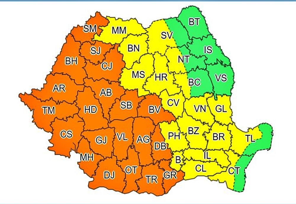 Bistrița-Năsăud, sub COD GALBEN instabilitate atmosferică accentuată