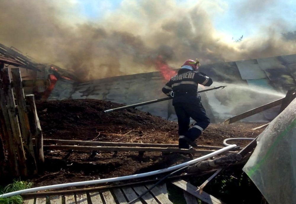 FOTO/VIDEO: Gospodărie din comuna Livezile, afectată de incendiu în urma exploziei unei butelii