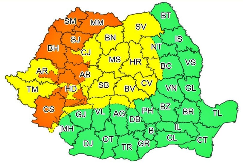 Bistrița-Năsăud, sub COD GALBEN  de ploi! Cât durează