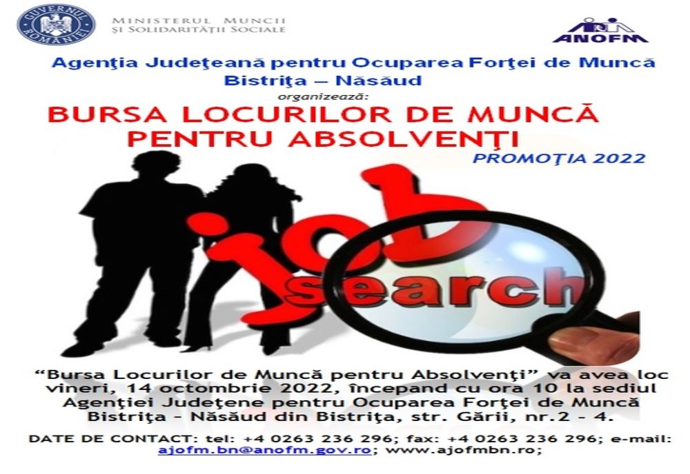 AJOFM BN organizează Bursa Locurilor de Munca pentru Absolvenţi