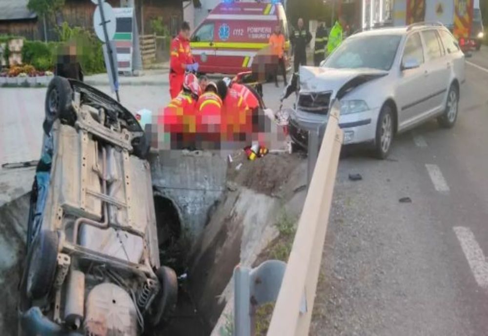 Accident cu 7 victime, între care doi copii, în Bistrița-Năsăud. Impact violent între două mașini