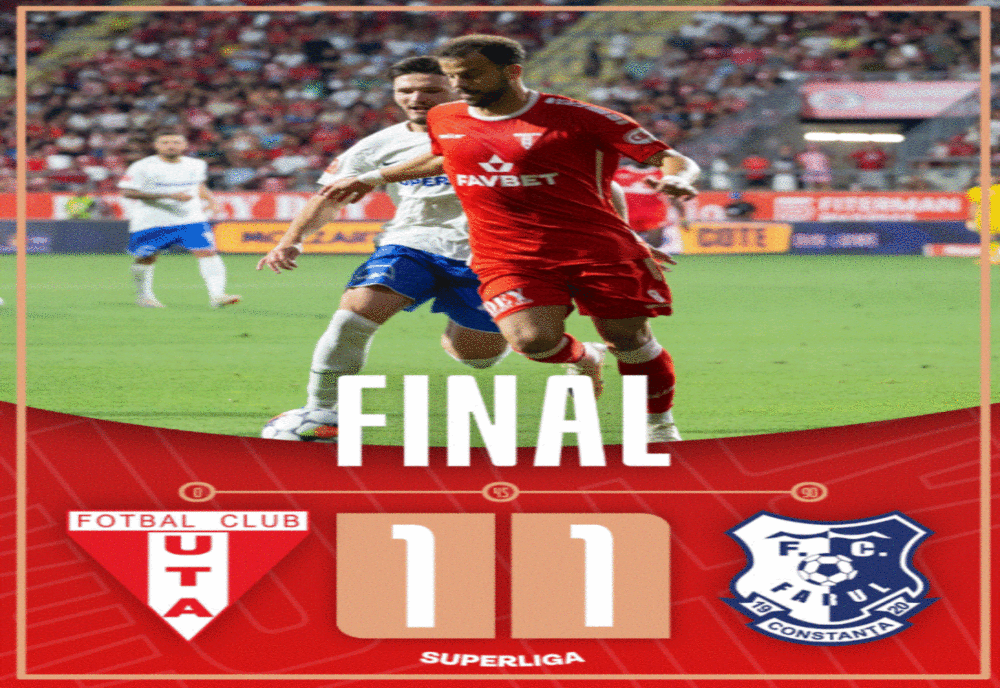 FOTBAL: UTA ŞI FARUL AU REMIZAT LA ARAD (1-1), ÎN SUPERLIGĂ