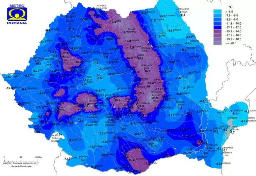 -22 DE GRADE CELSIUS, ÎN ACEASTĂ DIMINEAȚĂ, LA ÎNTORSURA BUZĂULUI