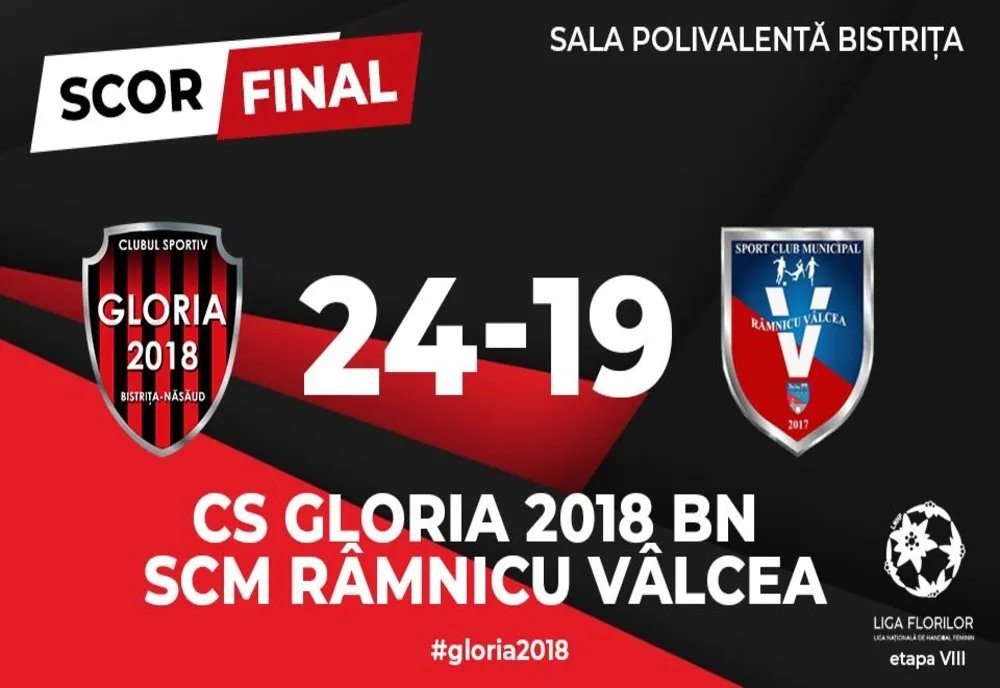 Victorie imensă pentru CS Gloria 2018 Bistrița-Năsăud în meciul cu SCM Râmnicu Vâlcea 