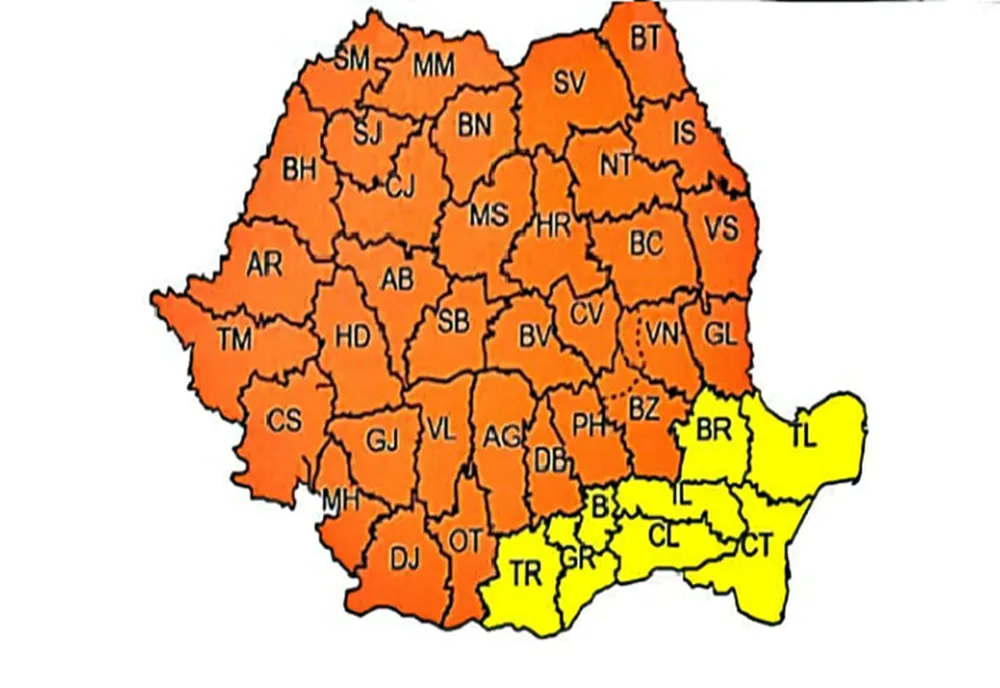 COD PORTOCALIU de vreme rea pentru 35 de județe, inclusiv Bistrița-Năsăud! Cât durează