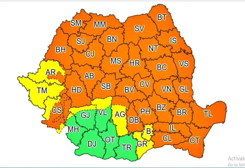 COD PORTOCALIU de ploi torențiale în Bistrița-Năsăud! Cât durează