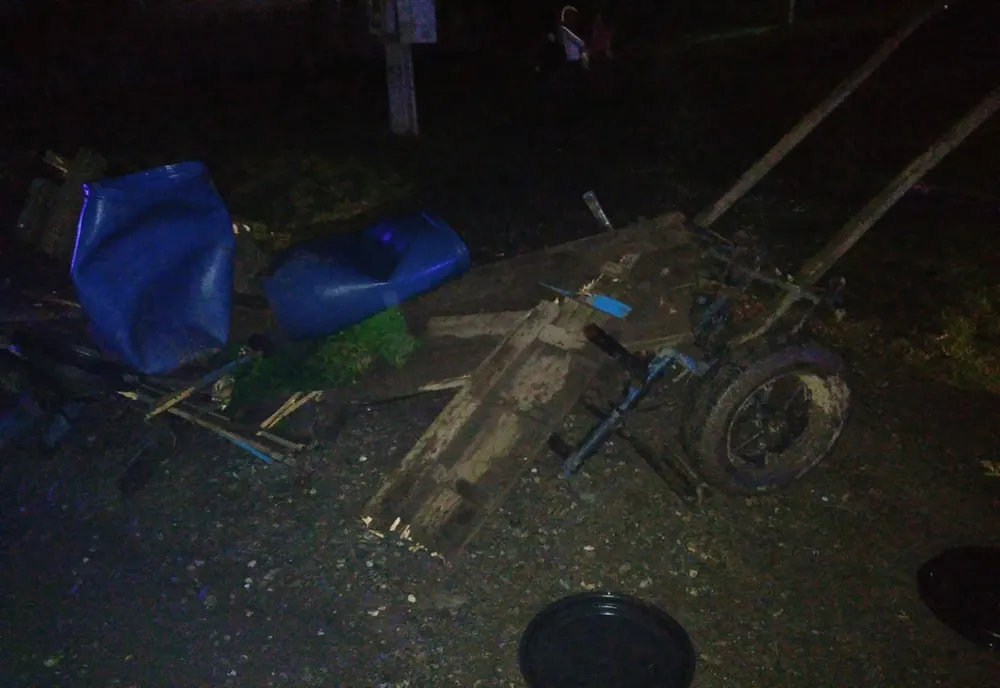 Atelaj hipo, lovit de autoutilitară pe DJ 172G, în Monariu! Un bărbat a fost transportat la spital