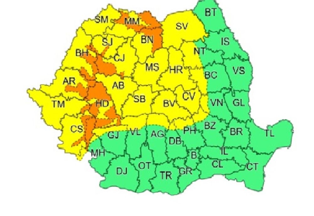 Bistrița-Năsăud, sub COD GALBEN și COD PORTOCALIU de ploi
