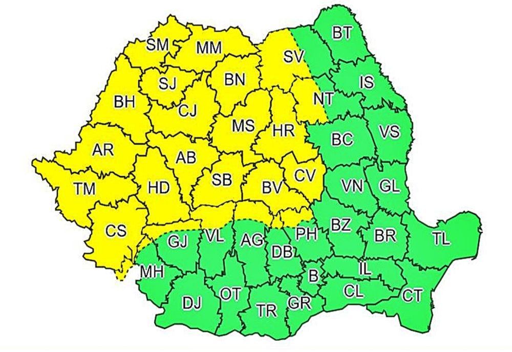 COD GALBEN de vânt și instabilitate atmosferică în Bistrița-Năsăud! Vezi când