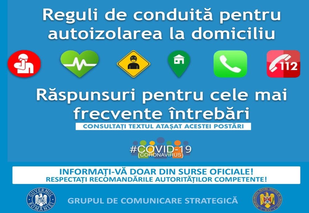 Recomandări pentru prevenirea răspândirii coronavirus! Care este diferența dintre carantină și autoizolarea la domiciliu