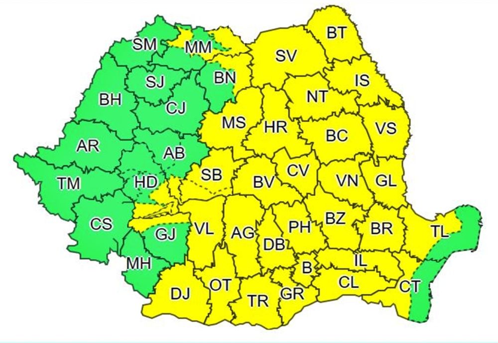ANM: Instabilitate atmosferică și COD GALBEN de vijelii, inclusiv pentru Bistrița-Năsăud