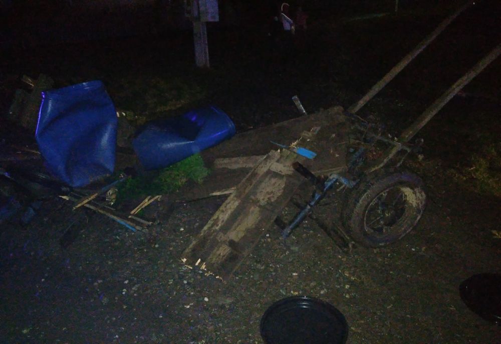 Atelaj hipo, lovit de autoutilitară pe DJ 172G, în Monariu! Un bărbat a fost transportat la spital