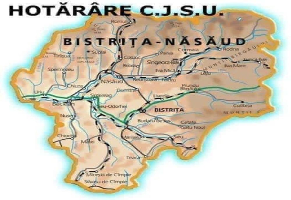 O comună din Bistrița-Năsăud, în scenariul roșu, alta în cel galben, iar alte trei în scenariul verde